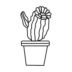Potted cactus outline illustration
