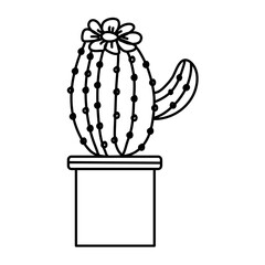 Fototapeta na wymiar Potted cactus outline illustration