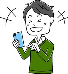 男性　スマホのポーズ3