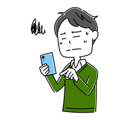 男性　スマホのポーズ2