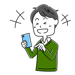 男性　スマホのポーズ3