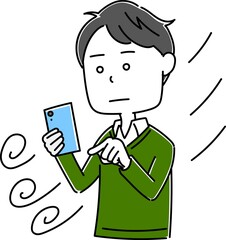 男性　スマホのポーズ5