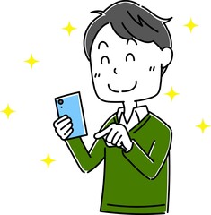 男性　スマホのポーズ6