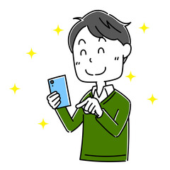 男性　スマホのポーズ6