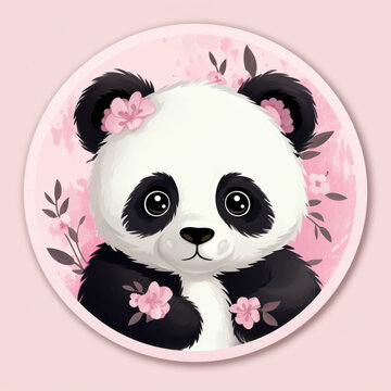 Sticker eines Pandabären mit rundem Profil