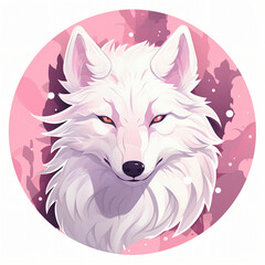 Sticker eines Wolfes mit rundem Profil