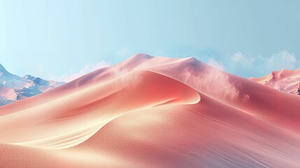 Sand dunes background in peach fuzz and blue colors 