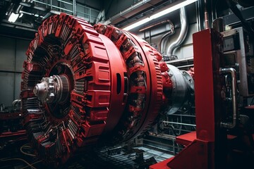 An Intricate View of a Transformer Coil Nestled Amongst an Array of Industrial Machinery in a Power Plant