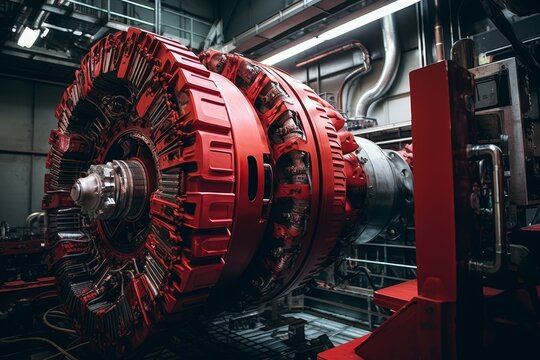 An Intricate View of a Transformer Coil Nestled Amongst an Array of Industrial Machinery in a Power Plant