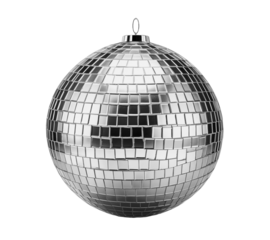 Disco ball isolated on transparent background. Generative AI