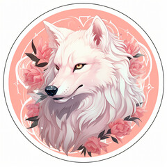 Sticker eines Wolfes mit rundem Profil