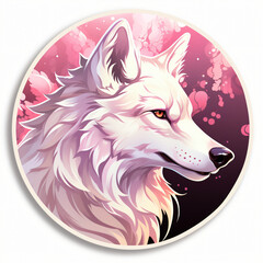 Sticker eines Wolfes mit rundem Profil