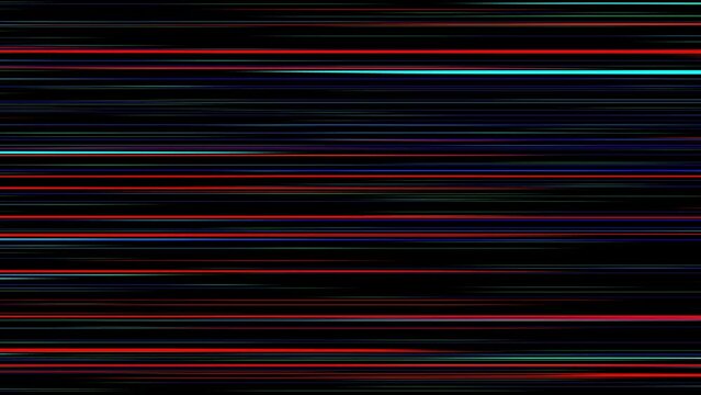 Animated colorful horizontal neon speed lines. Energy motion overlay. 59,94fps