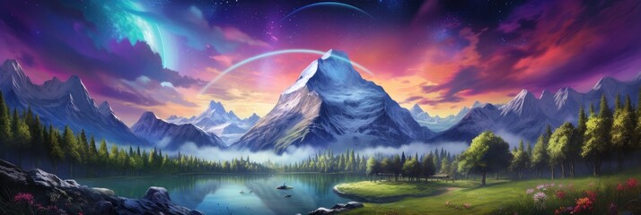 Fototapeta na wymiar abstract colorful background of fairy mountains