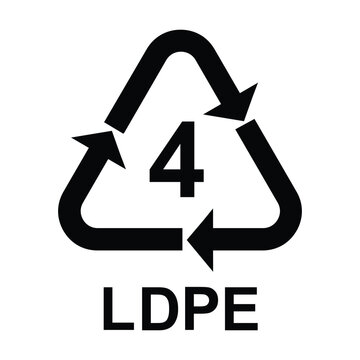 Plastic recycling symbol LDPE 4 , Plastic recycling code LDPE 4 , vector illustration