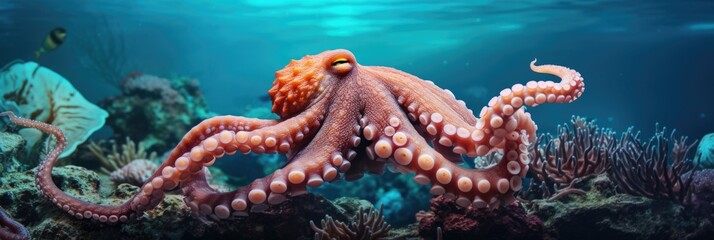 Fototapeta na wymiar colorful background of octopus in the ocean