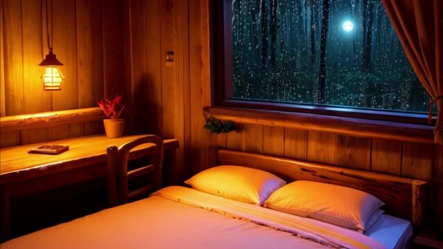 A quiet bedroom on a rainy day