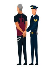 Police station employees or staff. Police officer in uniform working. Detective in office. People in jail.  illustration in cartoon style