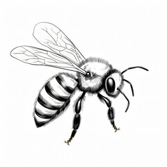 Hand drawn bee outline illustration.