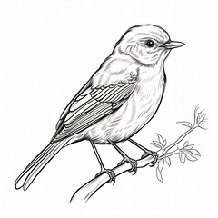 Hand drawn bird outline illustration.