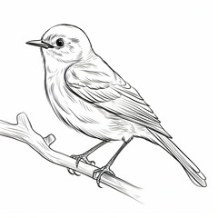 Hand drawn bird outline illustration.