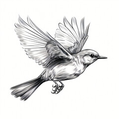 Hand drawn bird outline illustration.