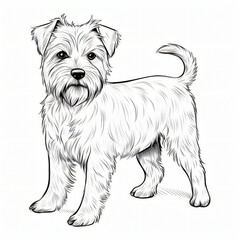 Hand drawn dog outline illustration isolated.