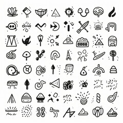 Hand drawn doodle icons set isolated on a white
