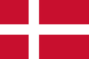 Denmark flag isolated in official colors and proportion correctly vector - obrazy, fototapety, plakaty
