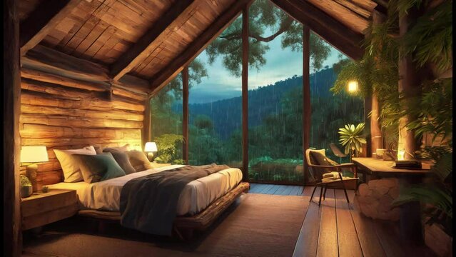 a dripping log cabin