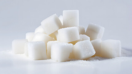sugar cubes on white background