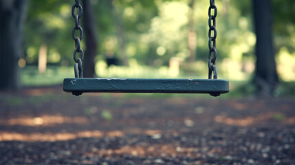an empty swing in a playground to symbolize the absence of a happy childhood for abused children. The vacant swing can represent the loss of innocence