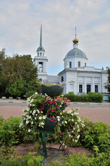 Tver, a flower garden near the Resurrection Church