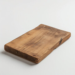 Wooden board on white background side view, ai technology