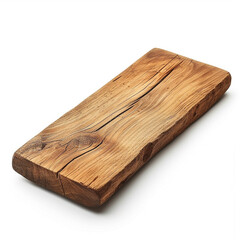 Wooden board on white background side view, ai technology