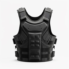 military uniform or tactical vest isolated on a white background alongside various clothing items like shirts, vests, and sweaters , generative ai