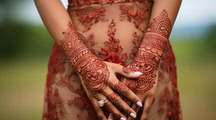 Henna Design on an Indian Bride's Hands and Arms