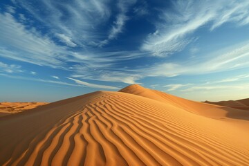Fototapeta na wymiar Whispers of wind stirring ancient sands, sculpting dunes under a vast desert sky.