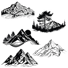 Vector hill vector art, graphics hills icons set. vintage illustration hill clipart, vector hills flat style artwork design

