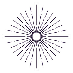 Obraz premium Sunburst firework explosion, bursting or light rays, linear drawing. trendy hand drawn retro isolated design element