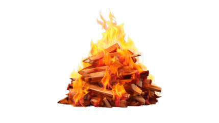 Holika Dahana isolated on transparent background, Generative ai.