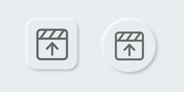 Upload video line icon in neomorphic design style. Download signs vector illustration.