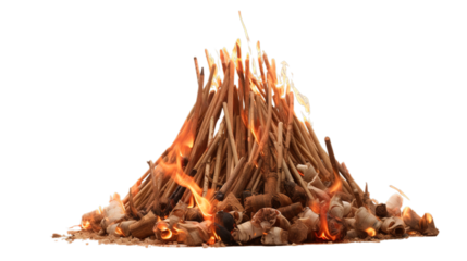 Holika Dahana isolated on transparent background, Generative ai.