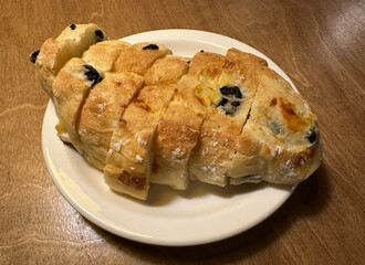 Black olive ciabatta bread for lunch