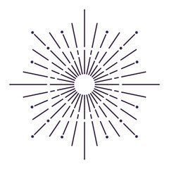 Obraz premium Sunburst firework explosion, bursting or light rays, linear drawing. trendy hand drawn retro isolated design element