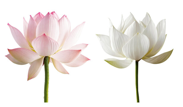 lotus flower blooming on PNG transparent background 