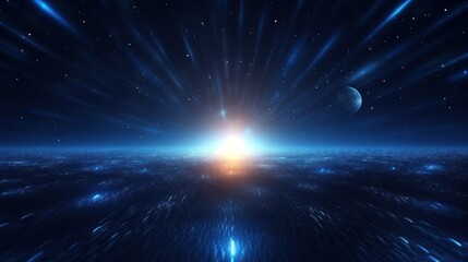 Fototapeta premium Abstract Particle Moving In The Sci-fi Space Wallpaper, Background