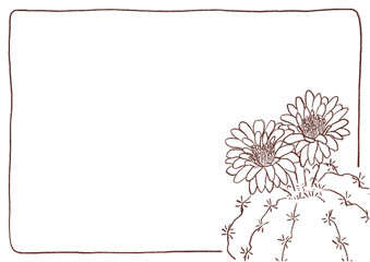 Cactus flower drawing simple decorate frame in horizontal
