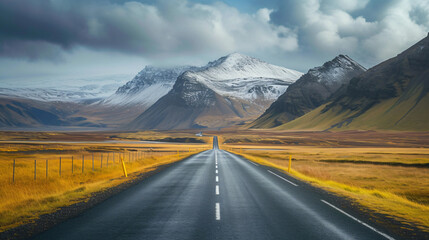 Icelandic Road in Snaefellsnes Peninsula of Icela. - obrazy, fototapety, plakaty
