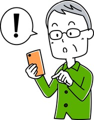 高齢男性　スマホ　ポーズ1